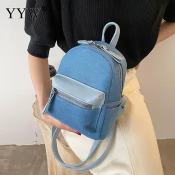 Divat Teenage Girls Mini hátizsák női táskák Vászon utazótáskák Női hátizsák Mochila Feminina kék tömör hátizsák 2021