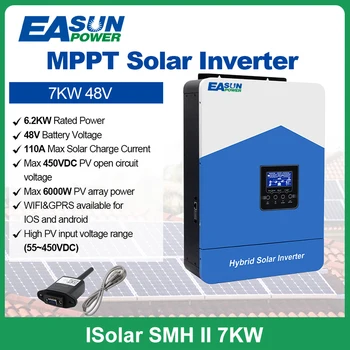 Easun Power 7000VA 6200W napelemes inverter 48V Épített MPPT 110A napelemes vezérlő 230VAC kimeneti feszültség Max PV 450VDC támogatás WIFI