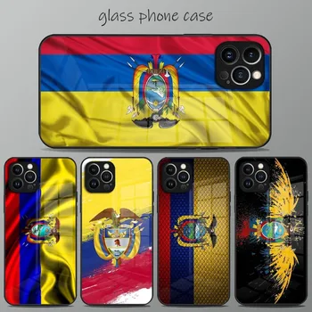 Ecuador zászló Telefontok edzett üveg IPhone 14 13 12 11 Pro XS Max Mini X XR 8 7 6s Plus SE2020 borítóhoz
