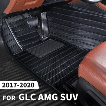 Egyedi szénszálas stílusú padlószőnyegek Mercedes Benz GLC AMG SUV 2017-2020 18 19 lábas szőnyegborító automatikus belső kiegészítők
