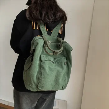 Egyszínű, nagy kapacitású hátizsák főiskolai hallgatók számára Lazy Feng Shui mosható vászon hátizsák