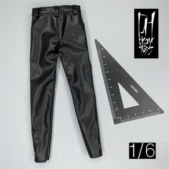 Eladó 1/6-os divat fekete vékony vékony bőr nadrágnadrág modell a szokásos 12inch Body Doll gyűjthető