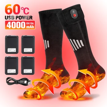 elektromos fűtés Sízokni Téli fűtésű zokni Téli meleg 5000mAh USB újratölthető fűtőzokni nőknek Meleg lábak