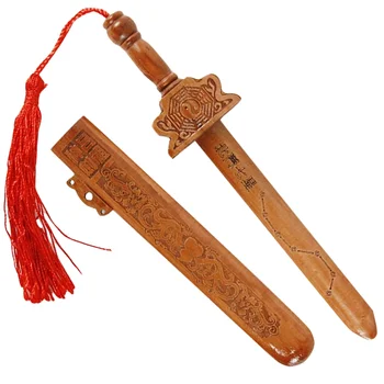 Fa mahagóni kard Katana kard Biztonságos faragás kézműves őszibarackfa játék kés gyerekeknek Hagyományos kínai ajándékok