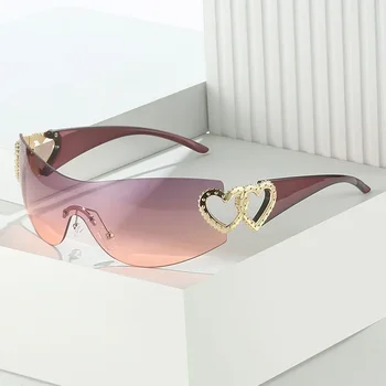 Fashion Trend Napszemüvegek Női keret nélküli Y2K Egyrészes luxus napszemüvegek Vezetési utazószemüvegek Lentes de Sol Mujer Gafas de Sol