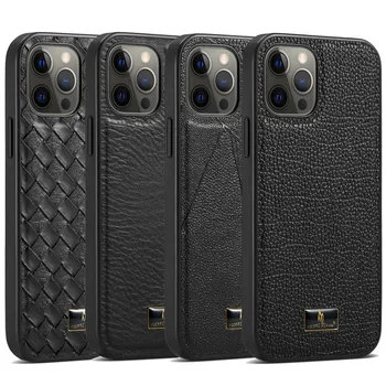 Fekete Classic Basic Phone Case iPhone 15 14 13 12 11 Pro Max Mini XS XR X 7 8 Plus szőtt licsi mintás PU bőrborítás