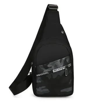 Fekete szürke kék férfi mellkastáska tároló táska Multifunkcionális vászon crossbody táska Nagy kapacitású deréktáska Uniszex