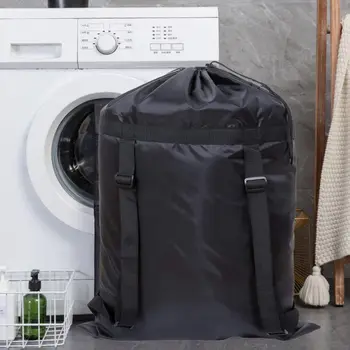 Fekete állítható mosózsinóros táska Mosható poliészter mosó húzózsinóros hátizsák Travel Camping többcélú táska
