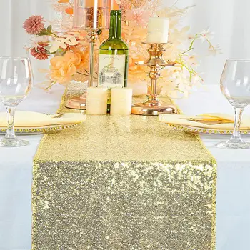 Flitteres asztali futó esküvőre Fényes arany rózsaszín színű Luxus hímző Hotel vacsora Karácsonyi születésnapi asztaldekoráció