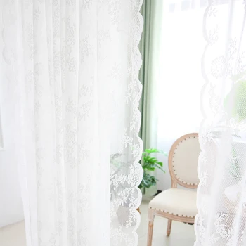 francia fehér csipke függöny Voile ablakkezelések nappalihoz hálószoba ajtófüggönyök virágos tüll drapéria erkély képernyő
