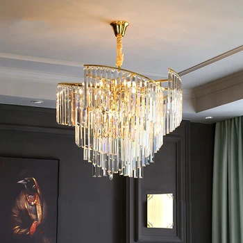 francia Új luxus szabályozható fényerejű függőlámpa Nappali LED dekoratív lámpa csillogó kristály szoba függő lámpák belső otthoni használatra
