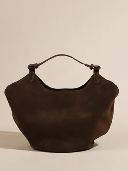 GENGWO Fashion Retro Simple Shell táska Valódi bőr velúr női táska\kézitáska valódi bőr alkalmi hölgy Tote Nagy kapacitás