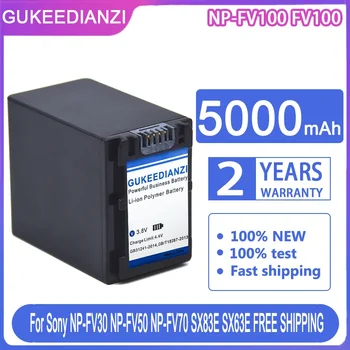 GUKEEDIANZI Csere akkumulátor NP-FV100 FV100 5000mAh NP-FV30 NP-FV50 NP-FV70 SX83E SX63E Bateria