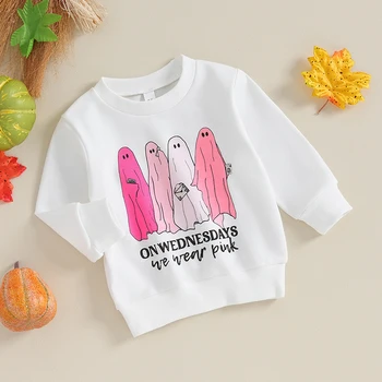 Gyerekek kisgyermek Kisfiú Lány Halloween ruhák Levelek nyomtatása pulóver Hosszú ujjú legénynyakú pulóver pulóver ing felső