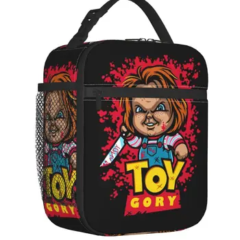 Gyerekjáték játék Gory hordozható uzsonnás dobozok Chucky Chibi Halloween hűtő termikus élelmiszer szigetelt uzsonnás táska Iskolai diák
