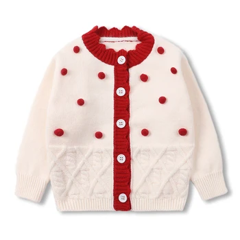 Gyermek baba Cardigan pulóver kézzel készített labda Gyerekek lányok hosszú ujjú kabát Őszi baba kötött felsők Hercegnő pulóver ruházat