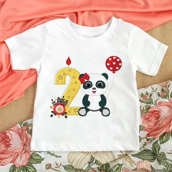 Gyermek Top születésnapi póló No. 1-8 Aranyos panda rajzfilm lány fiú póló Gyermekruházat ajándék Egy csepp szállítás