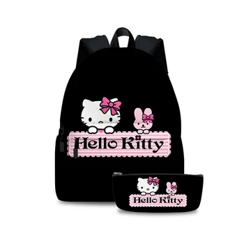 HelloKitty Aranyos Hello Kitty gyermek hátizsák iskolatáska Fiúk és lányok hátizsák villámgyors cipzáras vállak Gyönyörű divat