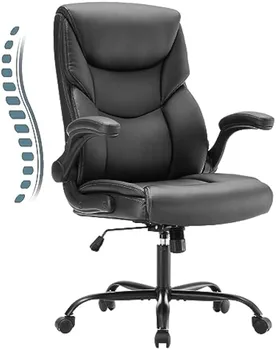  Home Office szék, ergonomikus, magas háttámlás, nagy teherbírású munkaszék felhajtható karokkal, PU bőr, állítható forgatható gördülő szék