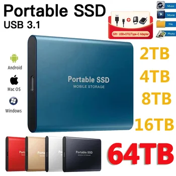 Hordozható SSD 1TB Külső merevlemez Nagy sebességű mobil félvezető-alapú meghajtó 500 GB-os külső tároló Decives Merevlemezek PC-hez / Mac-hez