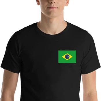 HX Brazília zászló Pólók Szülőföld matrica Nyomtatott pólók Fekete fehér pamut pólók Felnőtt tizenévesek Nyári rövid ujjú ingek