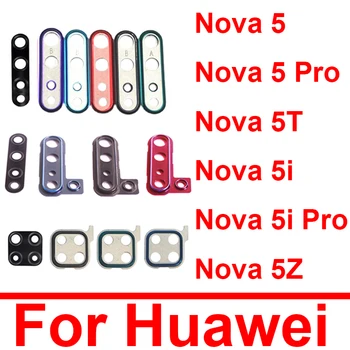  hátsó hátsó kamera lencseüveg + borító matricával a Huawei Nova 5 5i Pro 5T 5Z hátsó kamera üveglencse házának burkolatához