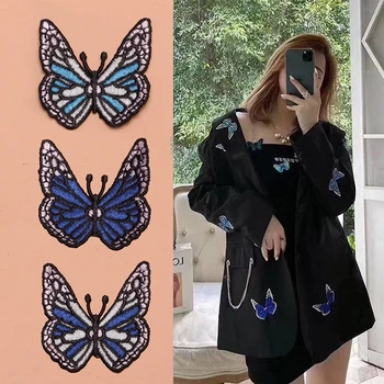 Hímzett foltok ruhákon DIY varrószövet matricák folt pillangók kézimunkával Dekoratív hímzés kiegészítők