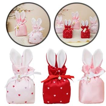 Húsvéti nyúl táskák Aranyos nyuszi ajándékcsomagolás bársony Valentin-napi csokoládé cukorka táskák esküvő születésnapi zsúr ékszerszervező