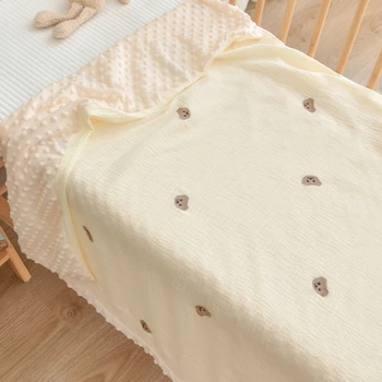 Ins gézbab gyapjú takaró medve hímzés kézműves puha és kényelmes őszi és téli baba törölköző paplan
