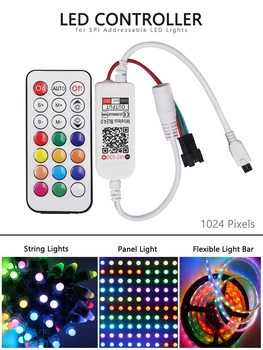IR távirányítóMagic Color Dimmer vezérlő 1024 képpont WS2812 WS8211 Bluetooth LED RGB fénycsíkkal