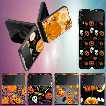 Juharlevél denevér Halloween tökfej Samsung Galaxy Z Flip 5 4 3 tok ütésálló kemény borítás telefonhoz Z Flip 5 5G Z Flip 5