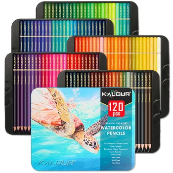 KALOUR 120/72 szín akvarell ceruza szett lapices de colores Professzionális művészeti kellékek rajzoláshoz Festés Iskolai írószerek