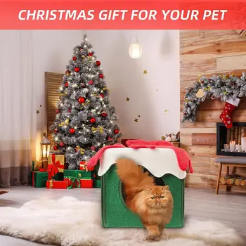 Karácsonyi díszdoboz Hangulatos Nesk macskaház Barlangi kutya kennel Téli meleg ház Four Seasons univerzális édes cica kosárágy