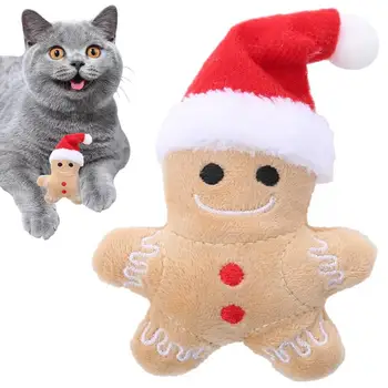 Karácsonyi mézeskalács ember kisállat játék aranyos plüss kutya macska kisállat játékok rágja meg az állatot rajzfilm játék kisállat kiskutya fogzási játékok ajándék