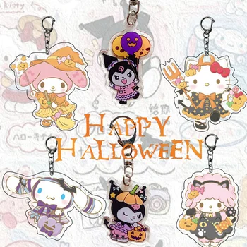 Kawaii Sanrio Hello Kitty kulcstartó Halloween Kuromi Cinnamoroll Pompompurin pár kulcstartó animék táska charm medál díszek
