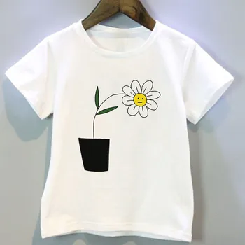 Kids Bear Plant Printing póló rövid ujjú nyári fiú pólók Gyermek fehér ruhák Hangulatos divat Kawii, Drop Ship