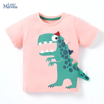 Kis maven nyári póló Baby Boys rajzfilm dinoszaurusz pamut felsők Szép és puha kényelem gyerekeknek 2-7 éves korig