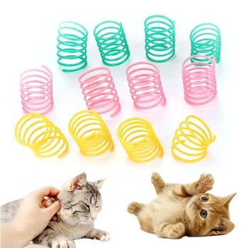 Kisállat játék macska Tavaszi játék műanyag színes tekercs spirálrugók oktató játékok cica interaktív tavaszi macska kiegészítők kisállat kellékek