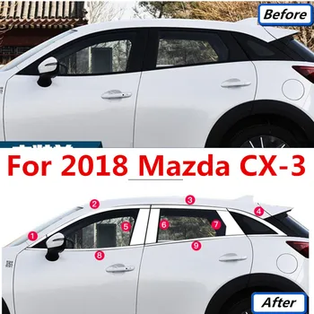 Kiváló minőségű Autó styling rozsdamentes acél szalagok Autó ablak díszítő dekorációs kiegészítők 2018-hoz Mazda CX-3
