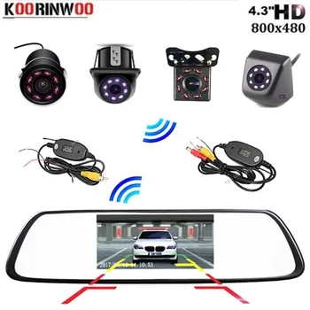Koorinwoo CCD éjszakai vison tolatókamera tolató infravörös kamera 4,3 hüvelykes színes LCD autós videó monitor készlet autó automatikus parkolási segítség