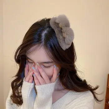 koreai elegáns plüss nyúlfül hajcsatok nőknek Barrettes édes őszi téli hajtűk kacsacsőrű klipek Ins ajándékok