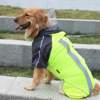 Kutya esőkabát vízálló kapucnis pulóver kabát Eső poncsó kisállat esőruha ruhák fényvisszaverő csíkkal Kültéri kutyák Esőkabát kiegészítők