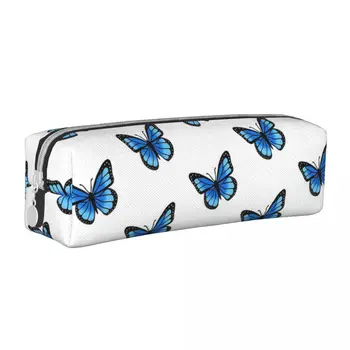 Kék pillangó pillangók Ceruza tokok Állati toll doboz táskák Lányok Fiúk Nagy tároló irodai ajándékok Ceruzatartók