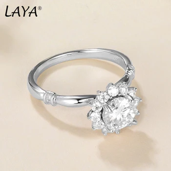 LAYA 1 ct 6.5mm D szín Moissanite gyémánt gyűrű nőknek 100% S925 sterling ezüst örökkévalósági zenekarral Esküvői parti ékszerek