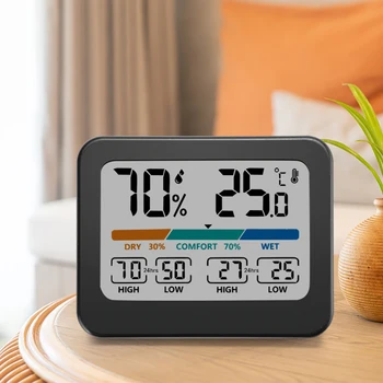 LED digitális hőmérő higrométer beltéri otthoni elektronikus meteorológiai állomás -20-60 °C 10% -99% relatív páratartalom tesztelő monitor