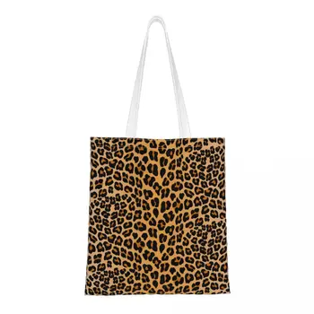 Leopard újrafelhasználható válltáskák Női táska Divatos állat Nagy kapacitású kézitáska Retro bevásárlótáska gyermekúszáshoz