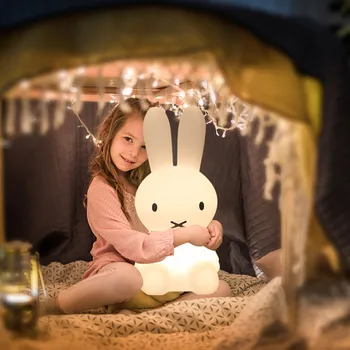 Lámpara de conejo de 50CM, luces debés, luz para mesita de noche, lámpara para niños, luces de colores con atenuación