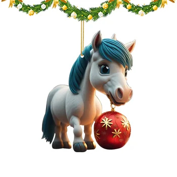 Ló dísz Ló karácsonyfa Akasztó dekoráció 2D akril haszonállat medálok ajtóhoz autó visszapillantó tükör karácsonyfa