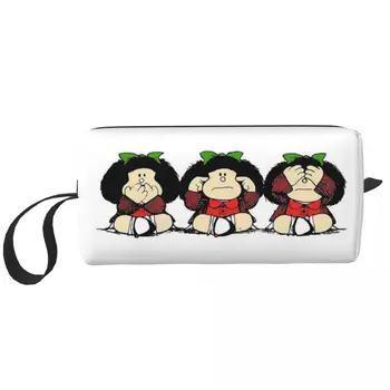 Mafalda és gesztusai Sminktáska tasak Kozmetikai táska Férfi nők Kawaii rajzfilm piperetáskák Kiegészítők Szervező