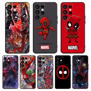 Marvel Deadpool Art Phone Case Samsung Galaxy S23 S22 S21 S20 FE Ultra S10e S10 S9 S8 Plus Lite fekete tok